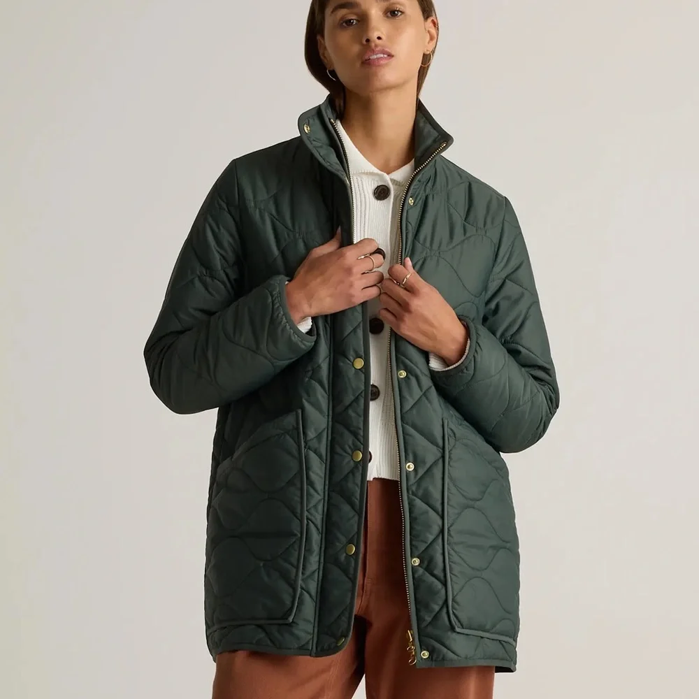 Quince Dark Green Quilted Puffer Jacket NWT - Picture 1 of 4